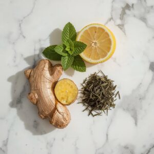 Visually showcase key detox tea ingredients.