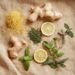 Natural14 Day Detox Tea ingredients including ginger, dandelion root, green tea, and lemon.